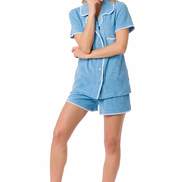 Suvi NYC women's 3-piece short-pants and jacket pajama set . Terry Cotton - Picture 3 of 15